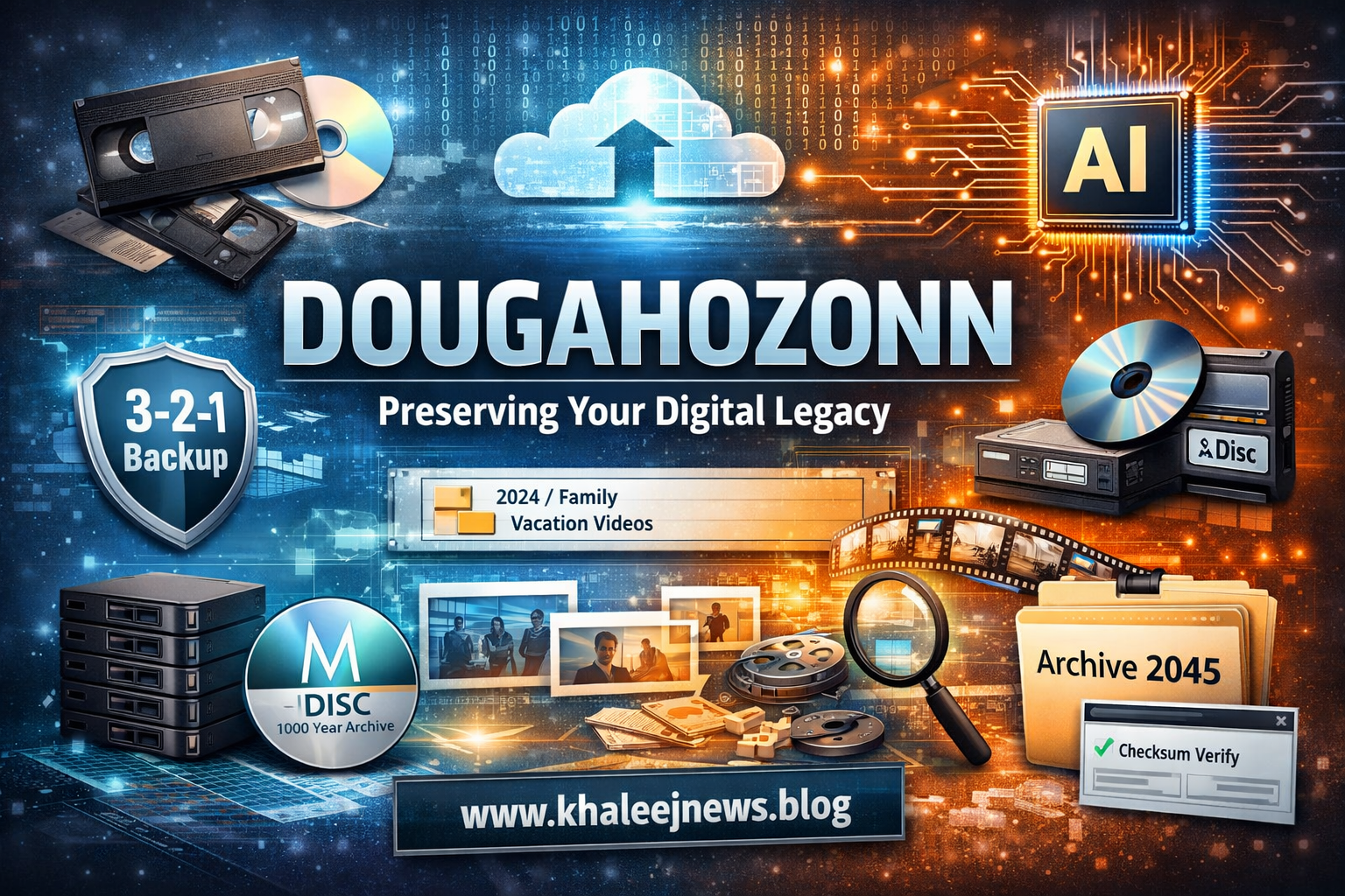 alt="Dougahozonn digital preservation system with cloud storage, AI, and long-term backups